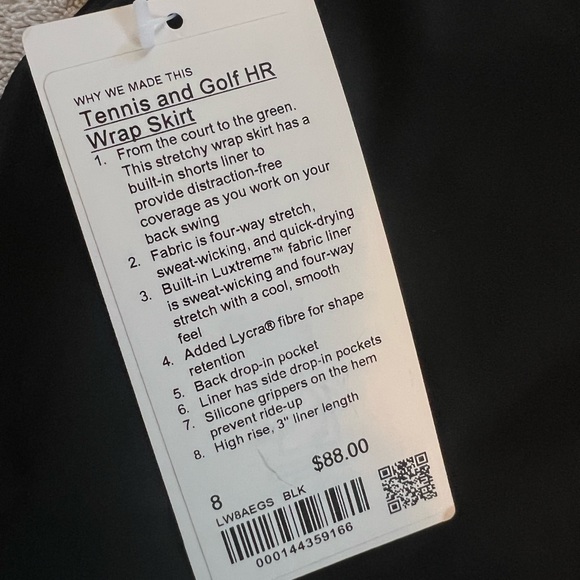 LULULEMON High rise tennis and golf wrap skirt size 8 black NEW WITH TAGS - Picture 6 of 8